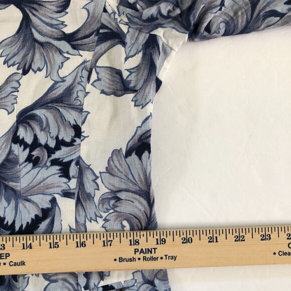 Vintage Caroline Kendrick Blue Floral Linen Blazer Jacket Size 10 Office Summer - Picture 9 of 11